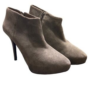 Zara Woman Grey Suede Covered Platform Booties Size EU 39